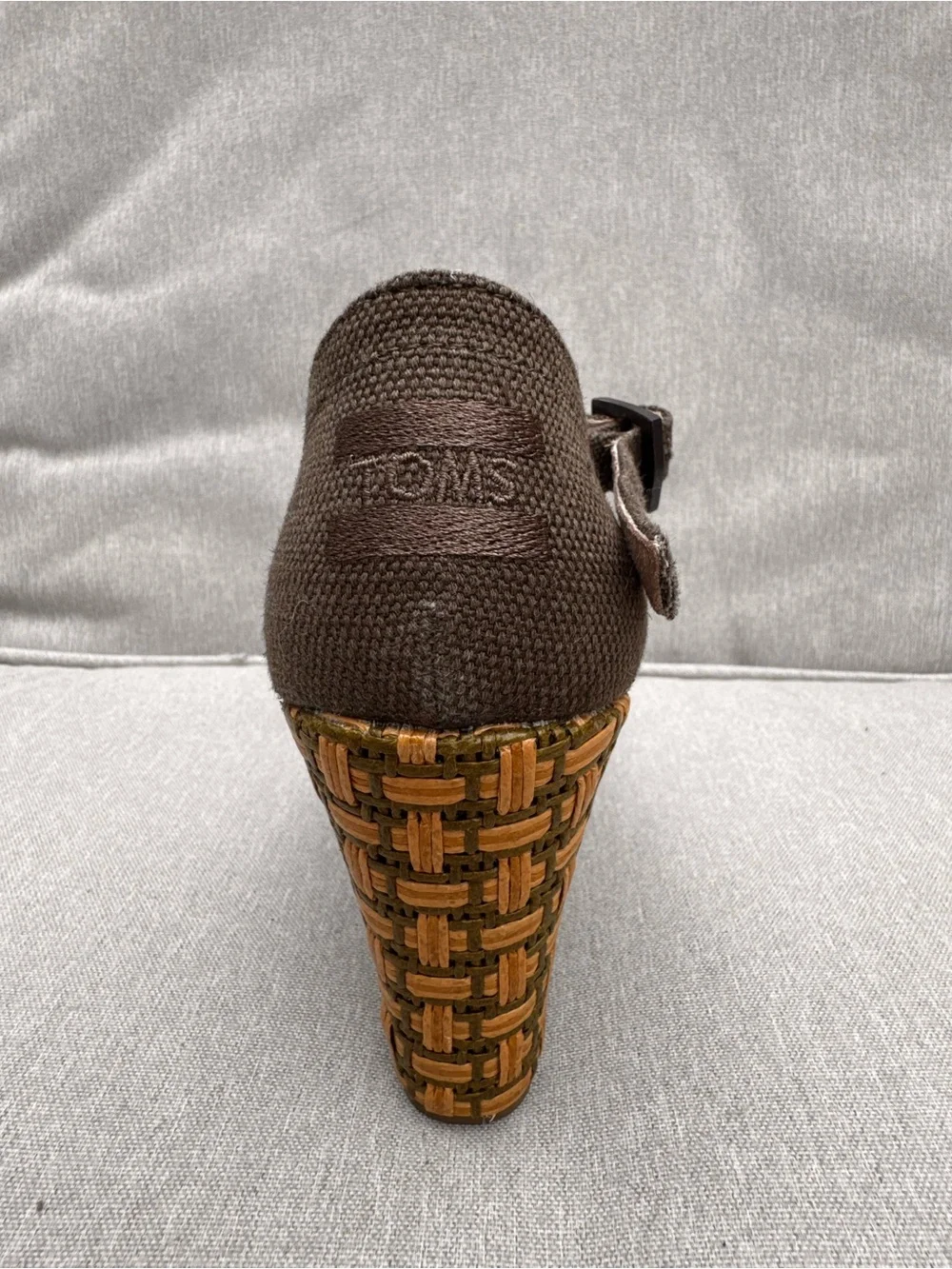 TOMS Clarissa olive textile with wrapped wedge